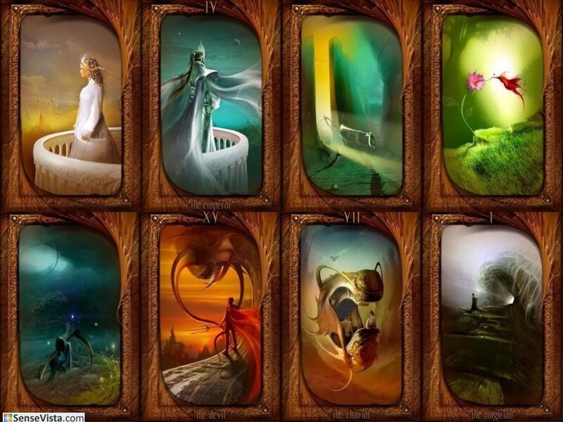 Tarot Cards in Wooden Frames