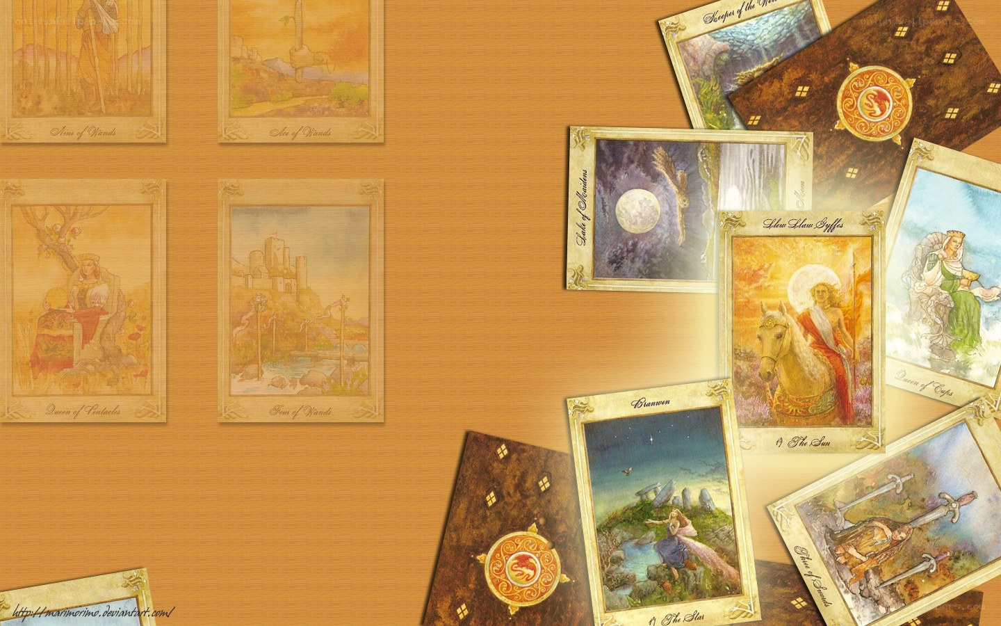 Tarot cards on wooden table
