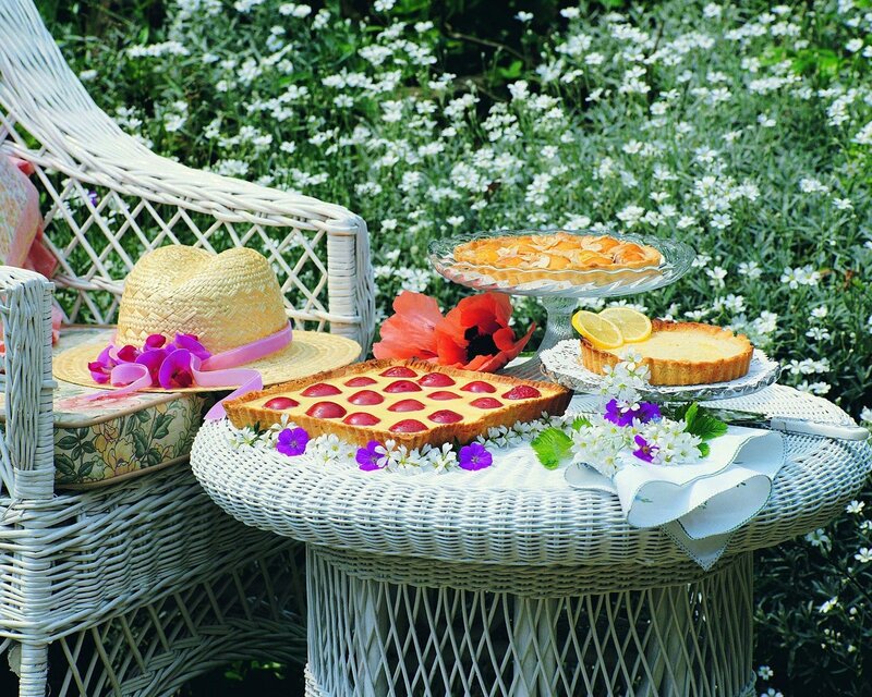 Tarts on Wicker Table — White, Serene, Afternoon