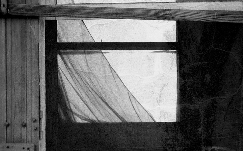 Tattered Curtain in Window