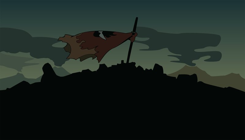 Tattered Flag on Hill