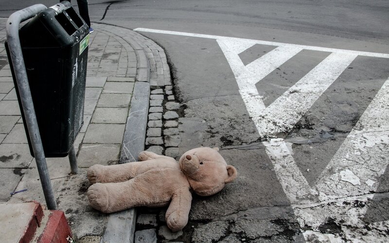 Tattered Teddy Bear — Gray