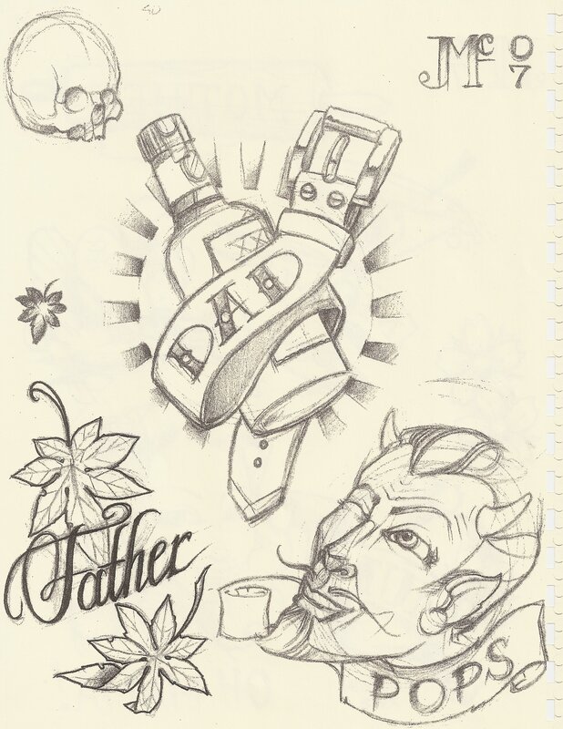 tattoo design sketch with skull
