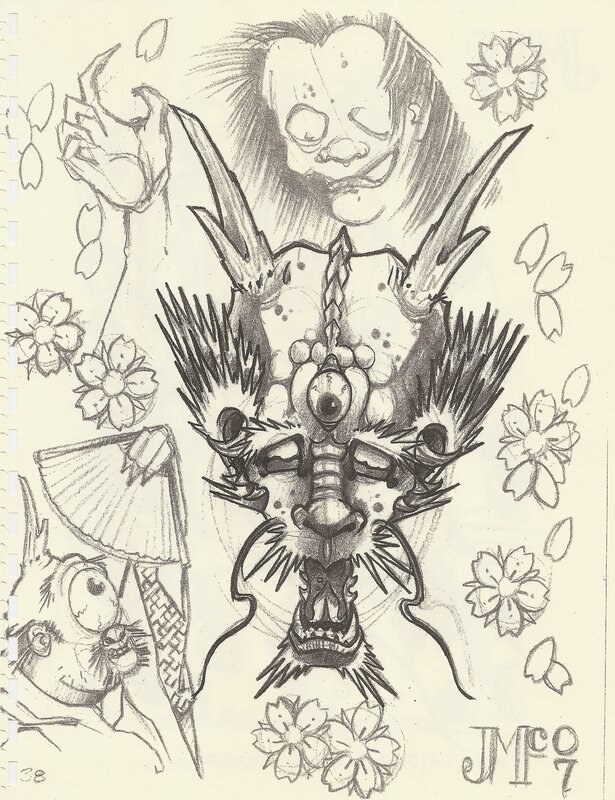 tattoo design sketch with yokai