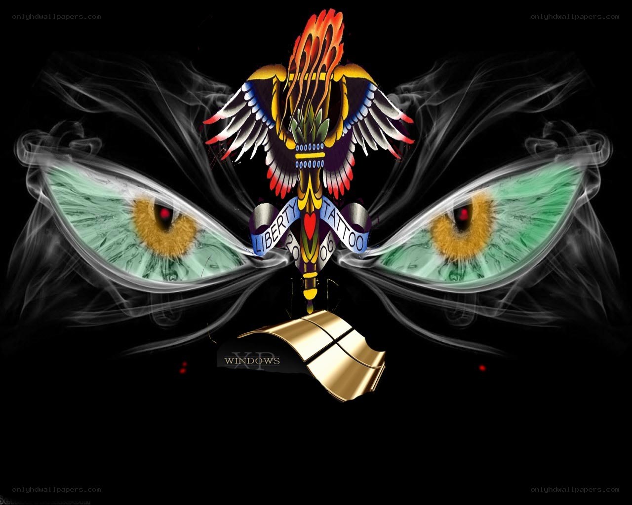 tattoo design with eyes and wings