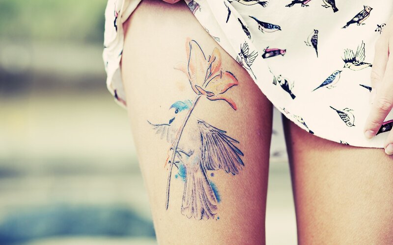 Tattoo on Thigh — White