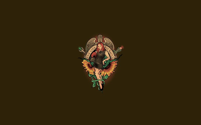 tattoo-style girl illustration