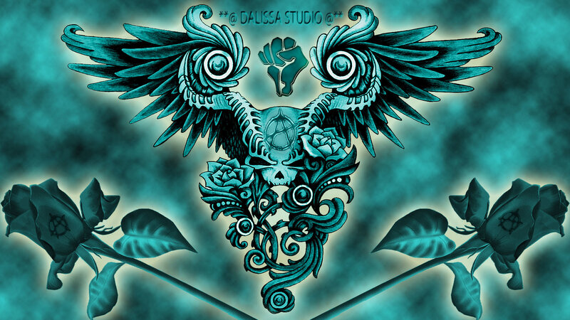 Tattoo-style Skull with Wings