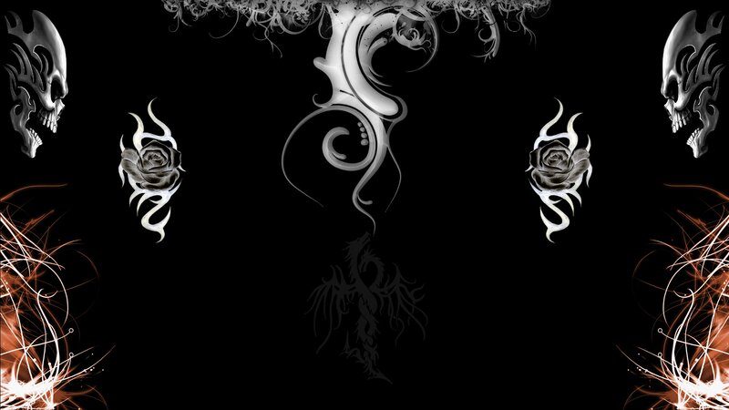 Tattoo-style Skulls and Roses