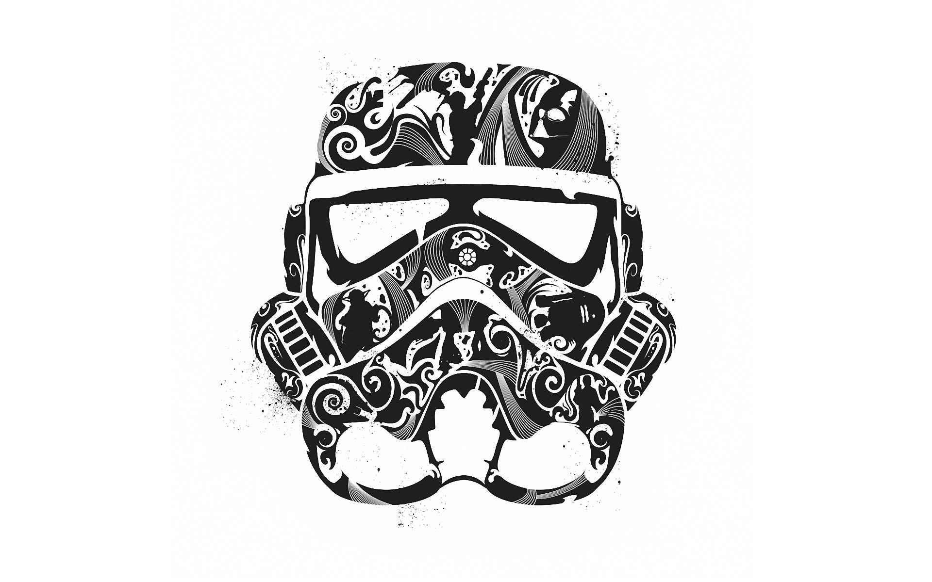 tattoo-style stormtrooper helmet