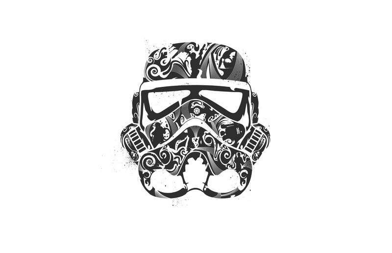 tattoo-style stormtrooper helmet