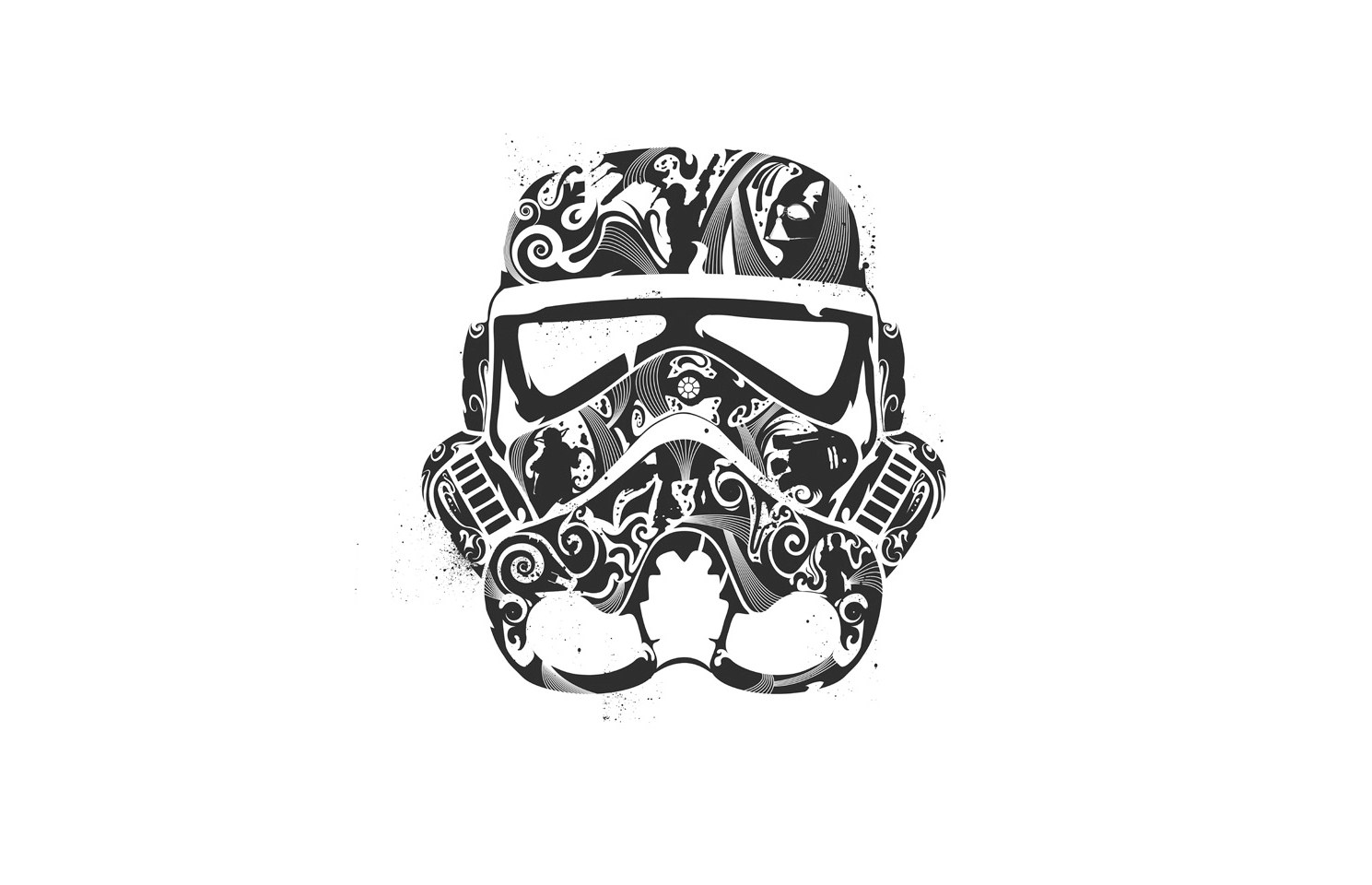 tattoo-style stormtrooper helmet