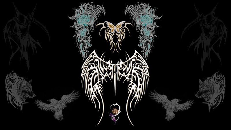 Tattoo-style Wings and Symbols