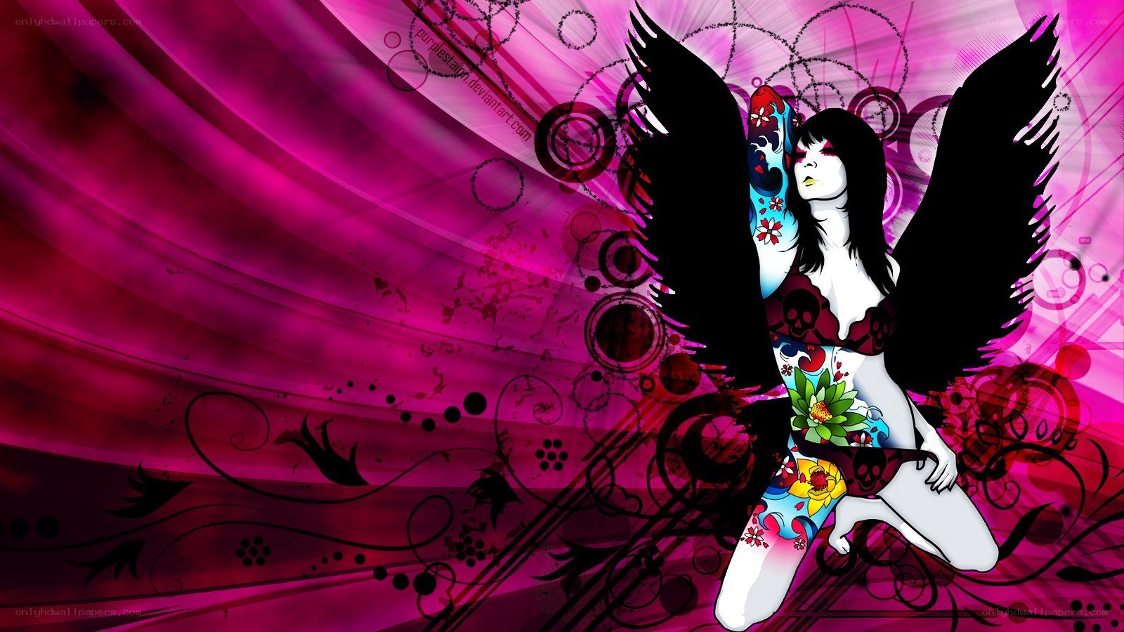 tattooed angel with wings