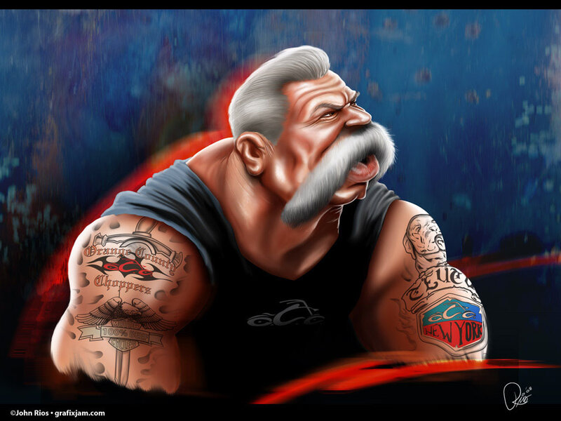 tattooed biker man