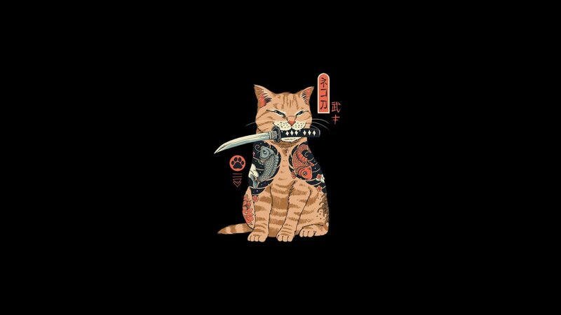 Tattooed Cat with Sword