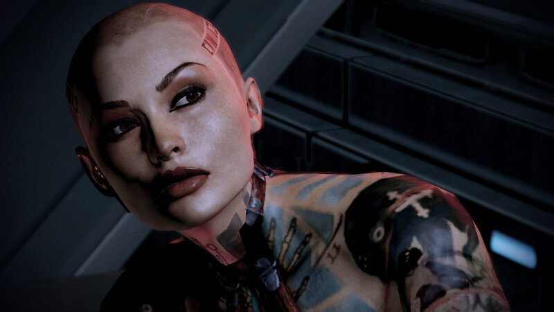 tattooed character in sci-fi setting