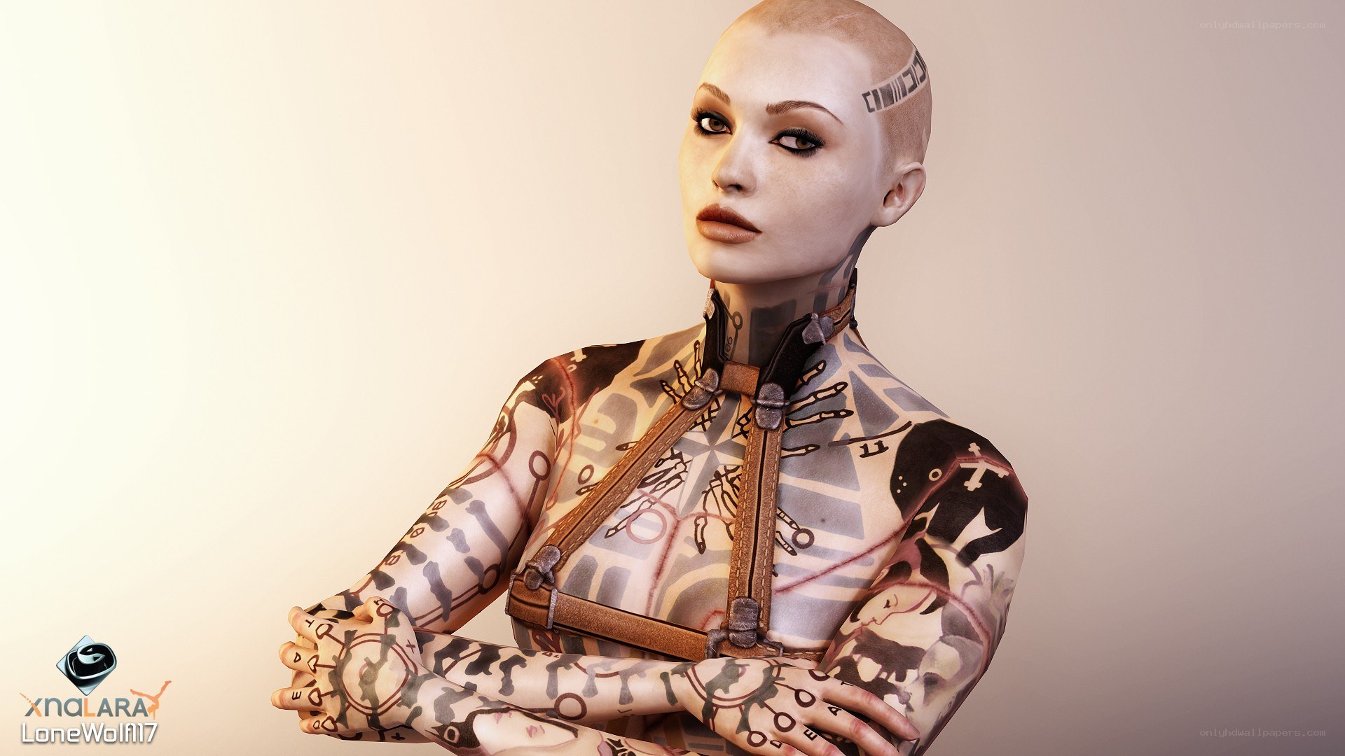 tattooed cyborg woman
