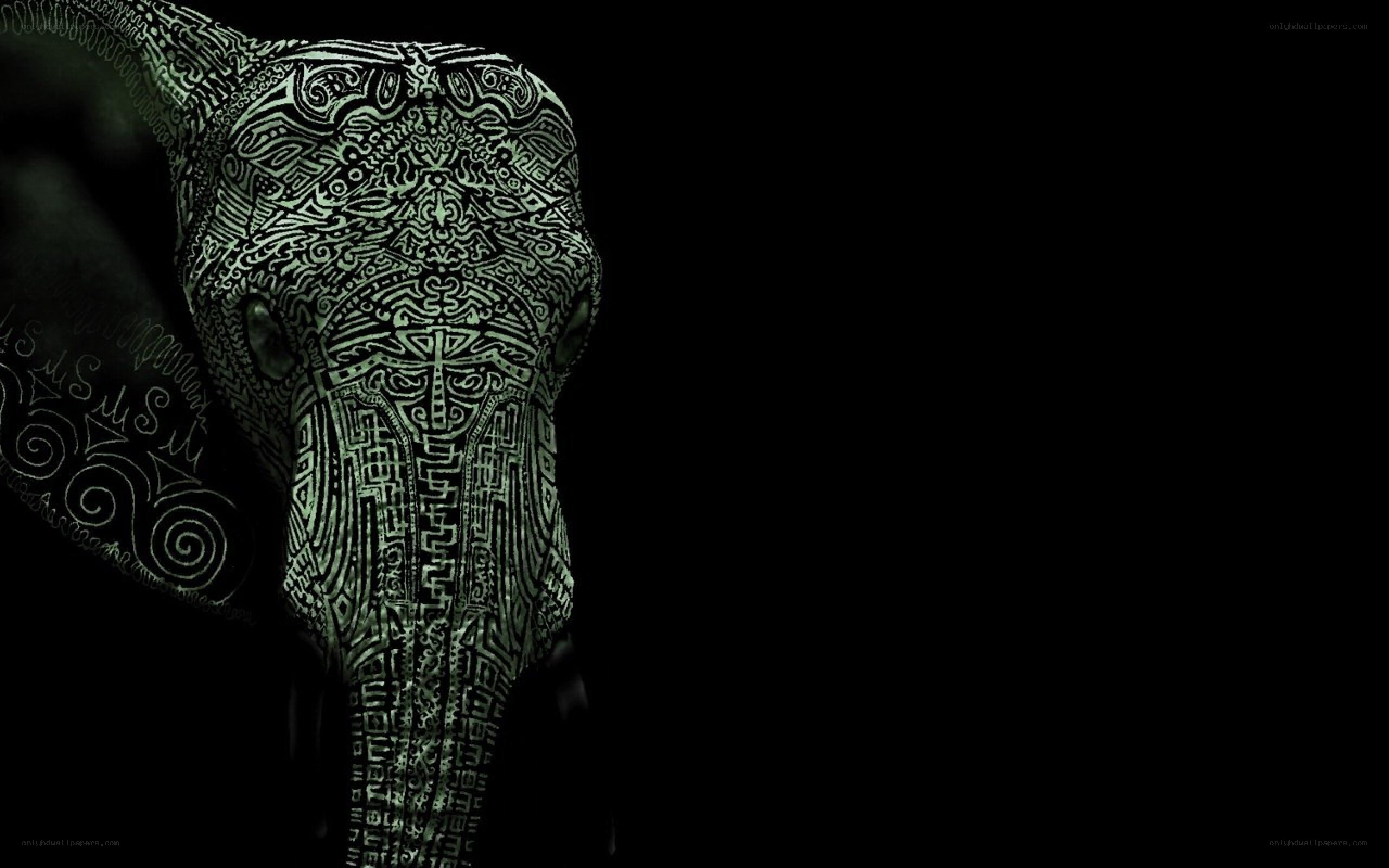 tattooed elephant skull