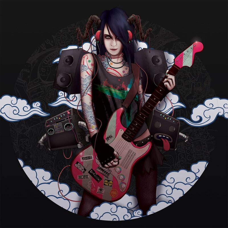 Tattooed Guitarist with Guitar