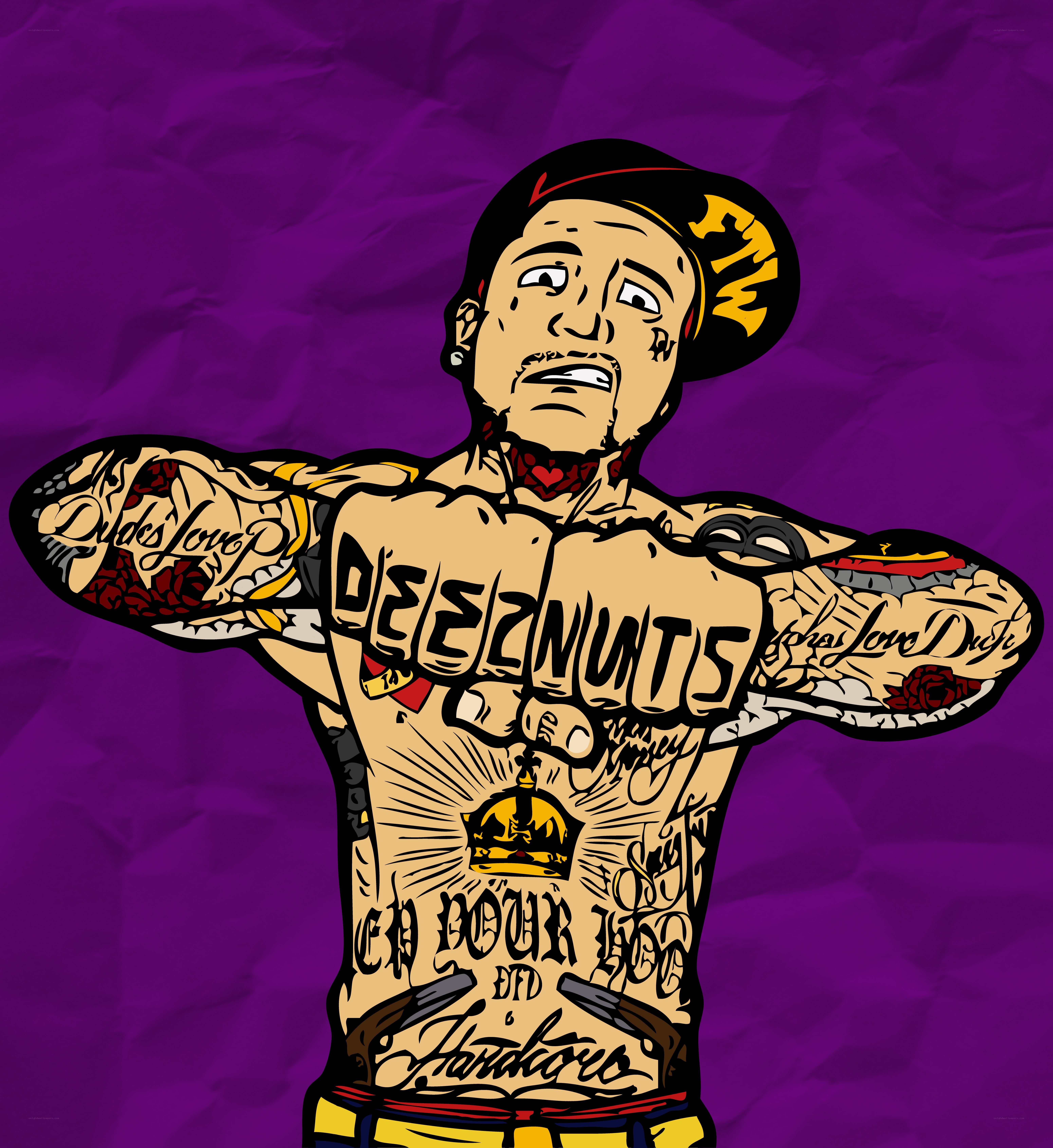 tattooed man with crown