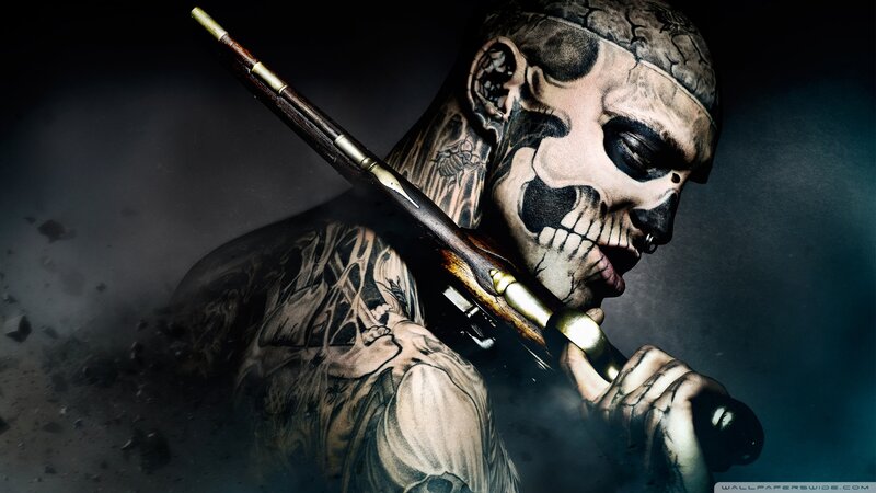 Tattooed Man with Rifle