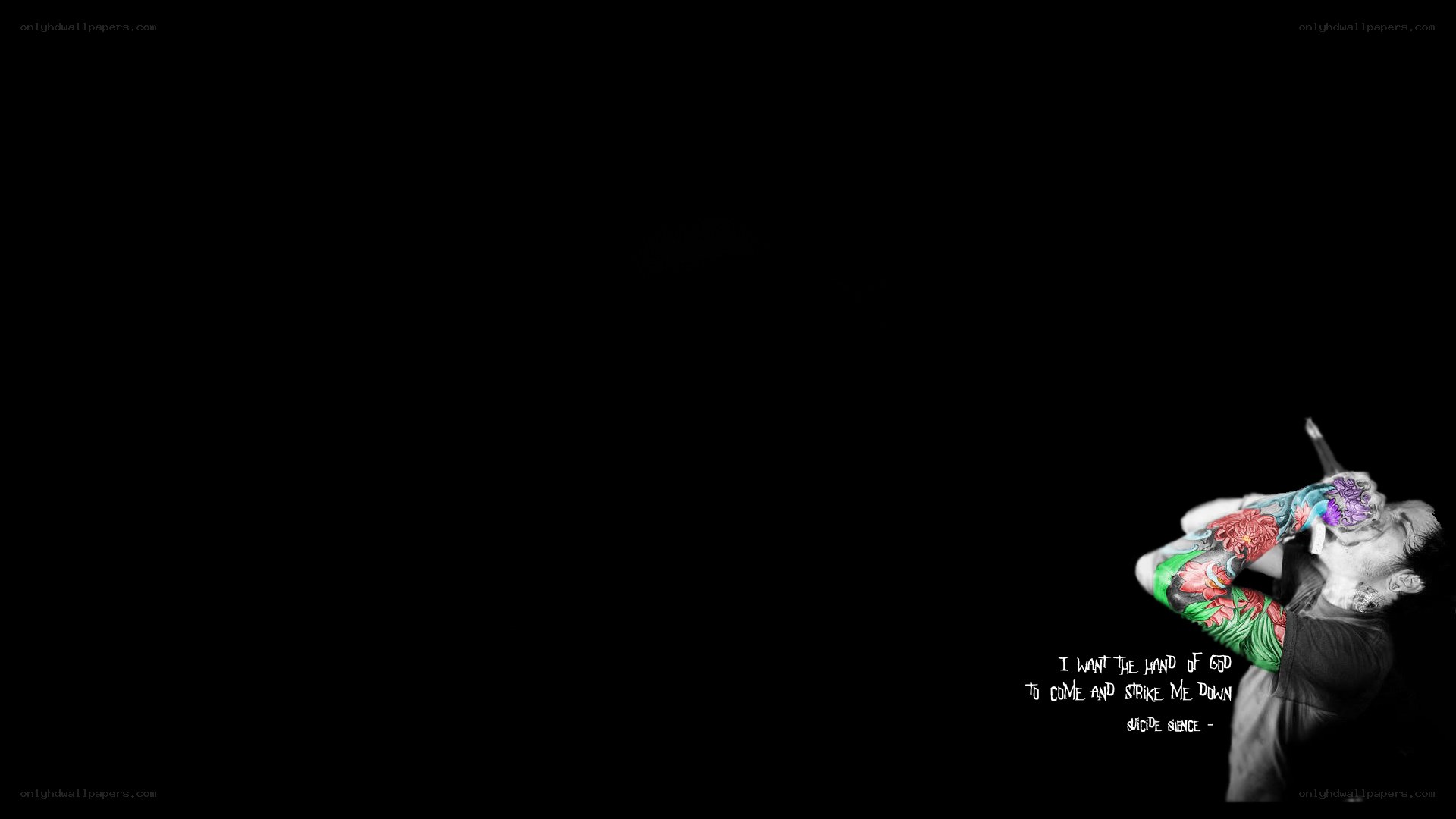 tattooed person with quote