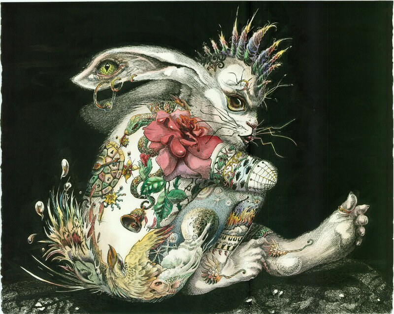 Tattooed Rabbit Creature — Black