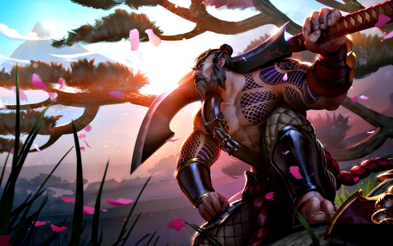 Tattooed Warrior with Axe — Purple