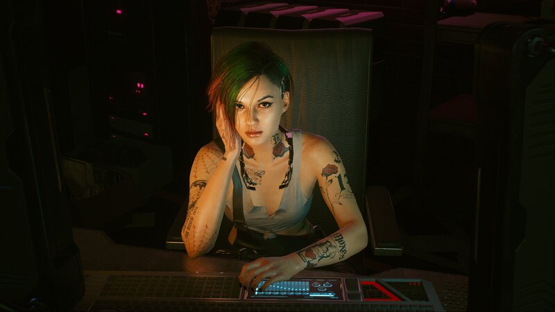 Tattooed Woman at Console — Black
