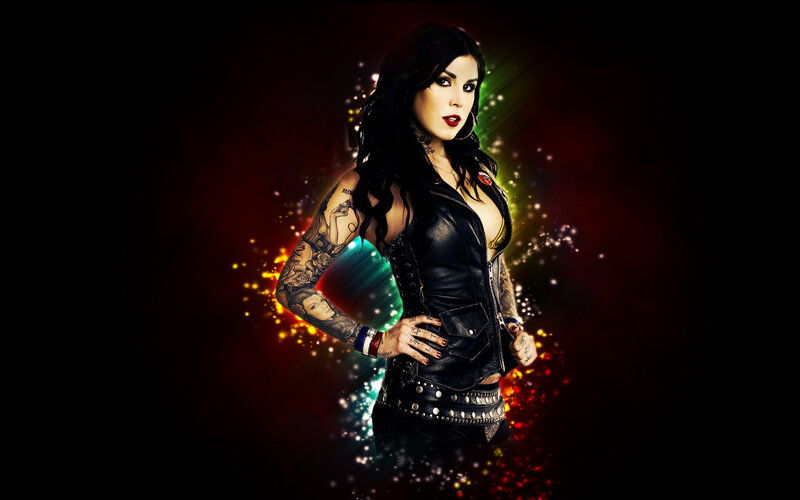 tattooed woman in leather jacket