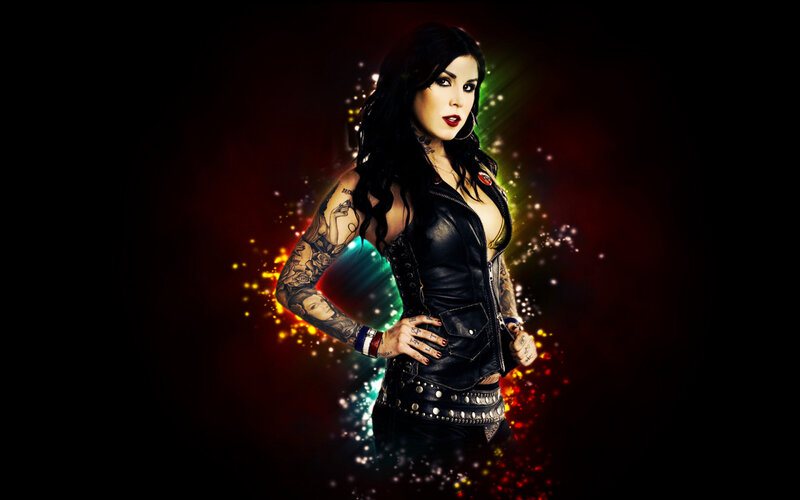tattooed woman in leather jacket