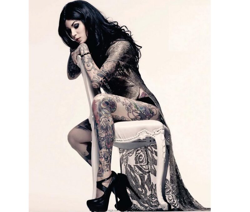 Tattooed Woman on Chair