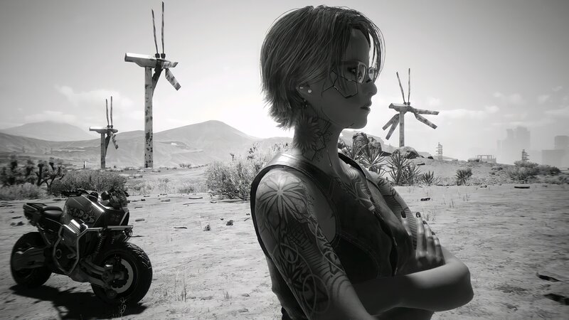 Tattooed Woman with Glasses — Black, Dramatic