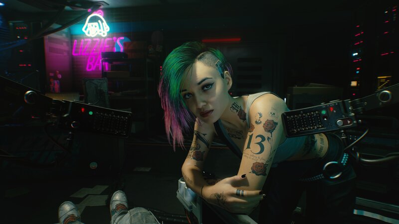 Tattooed Woman with Green Hair — Black
