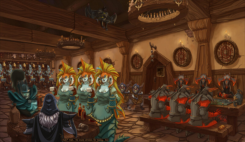 tavern scene with fantasy characters