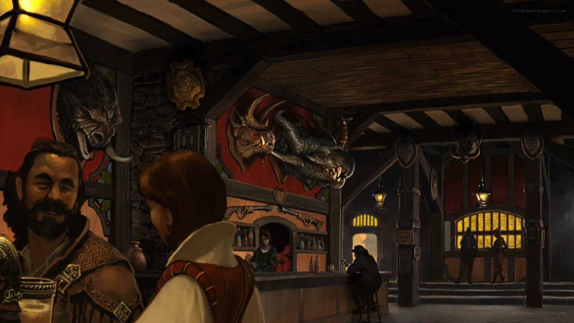 tavern with dragon heads