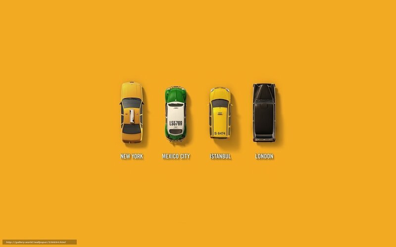 Taxi cars from different cities