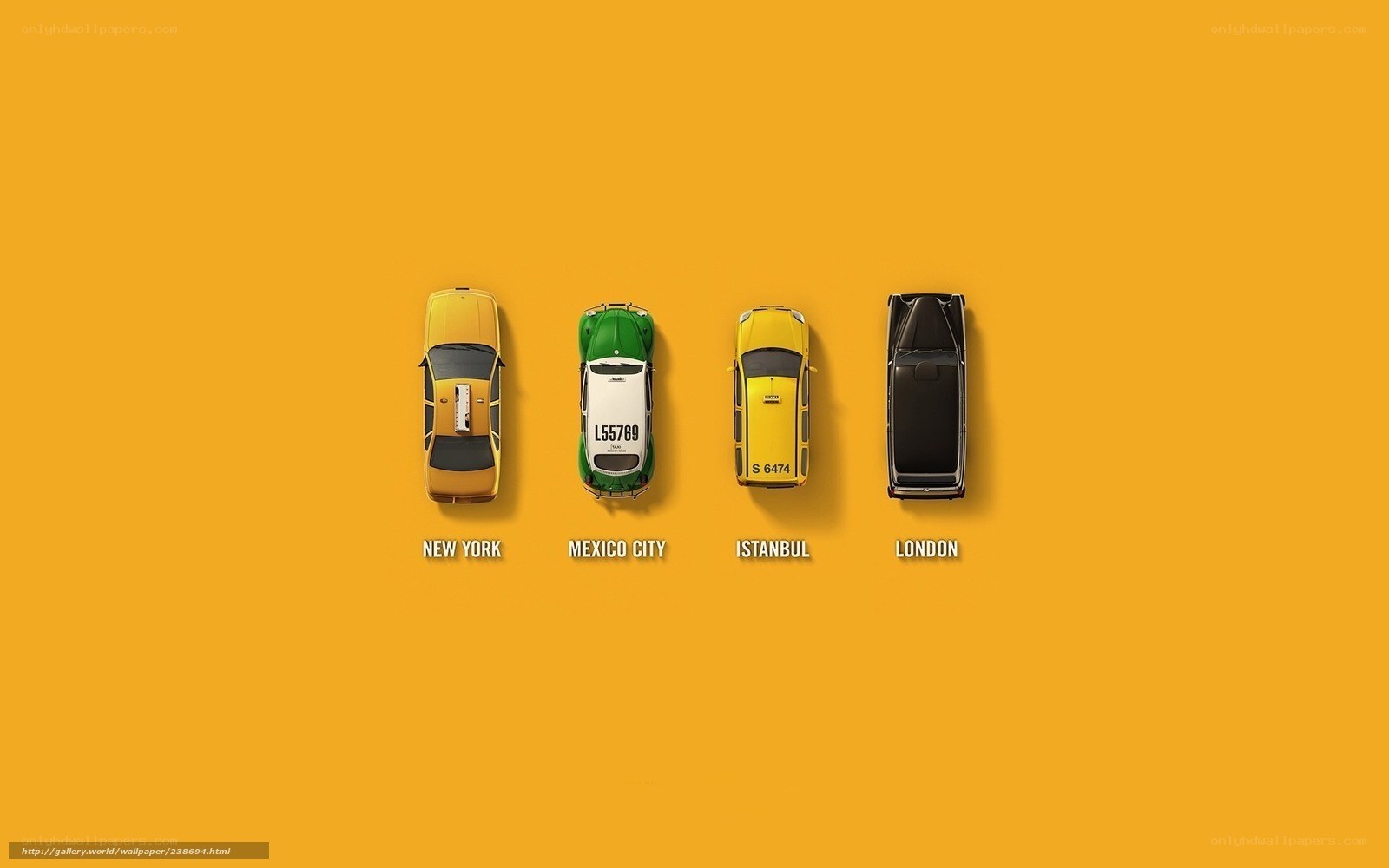 Taxi cars from different cities