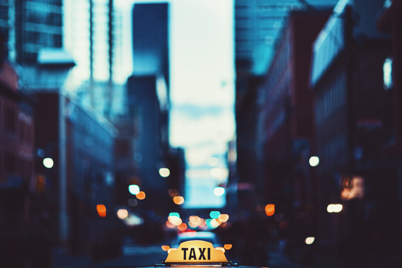 Taxi in a city street