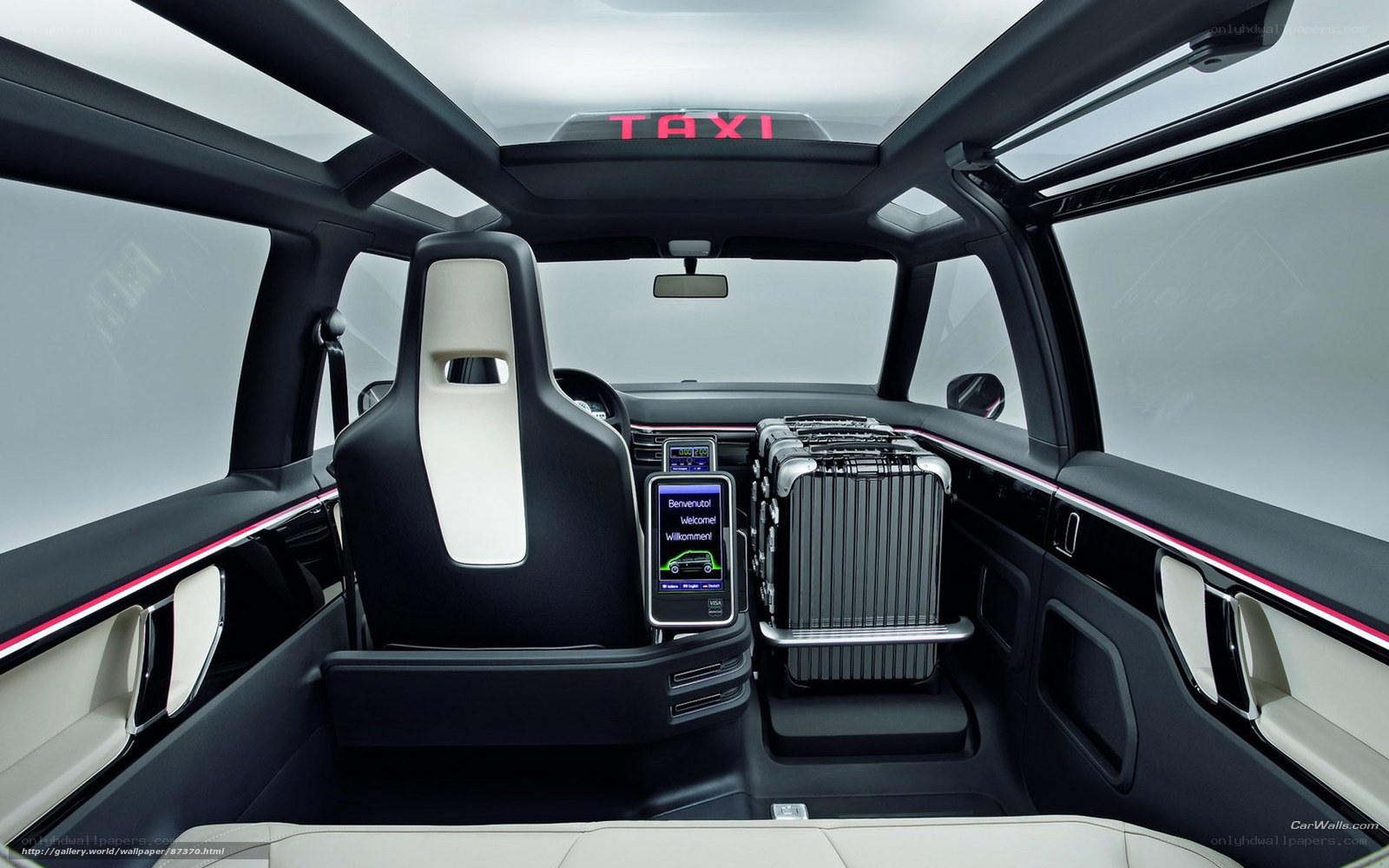 Taxi interior with luggage