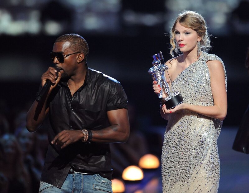 Taylor Swift and Kanye West on stage