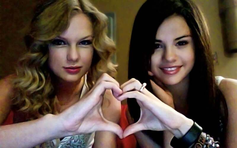 Taylor Swift and Selena Gomez making heart