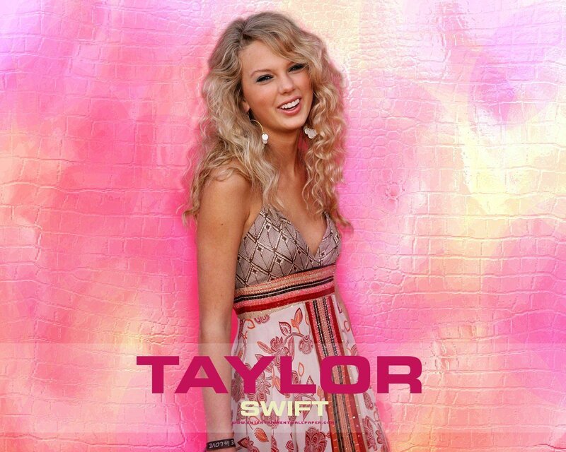 Taylor Swift in a patterned dress