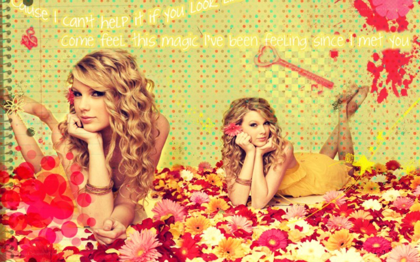 Taylor Swift in flower bed