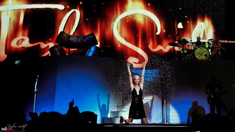 Taylor Swift on stage at concert