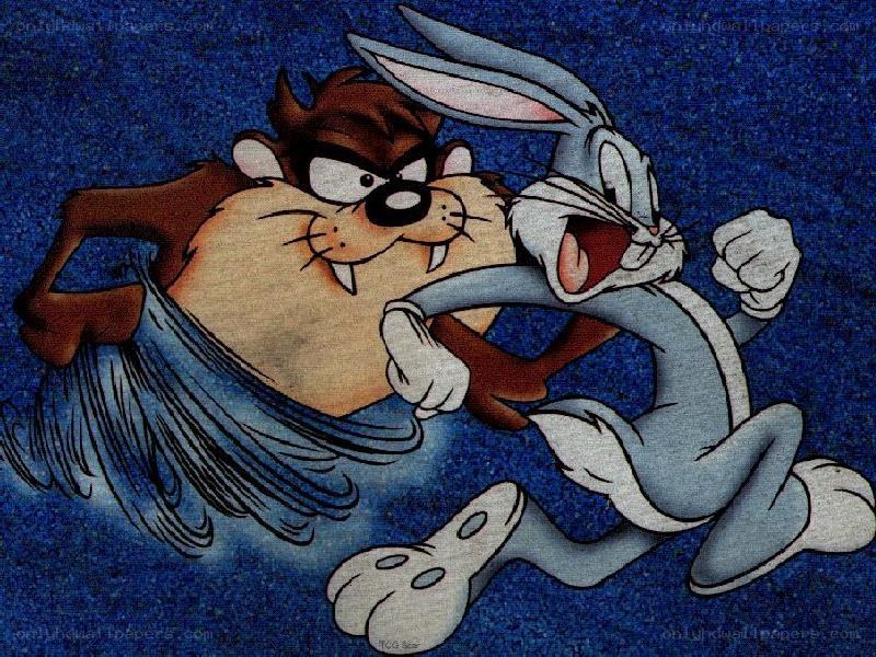 Taz and Bugs Bunny in action