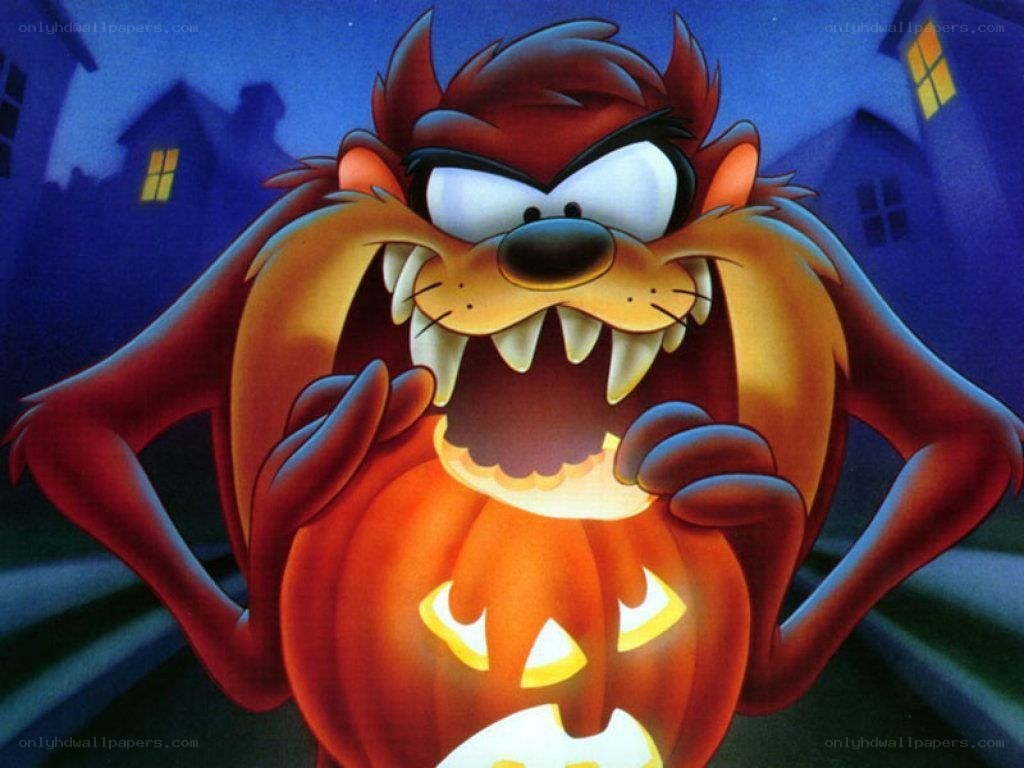 Taz holding a jack-o-lantern