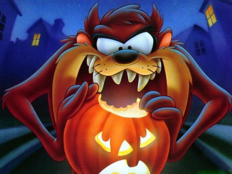 Taz holding a jack-o-lantern