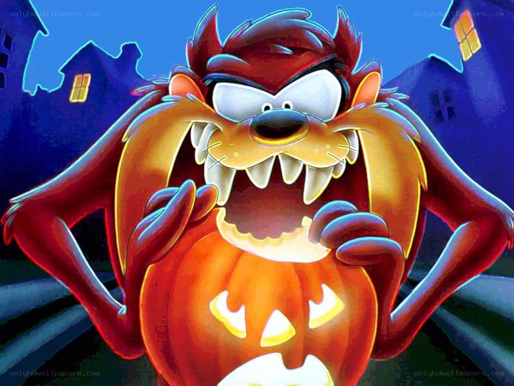 Taz the Tasmanian Devil with a pumpkin